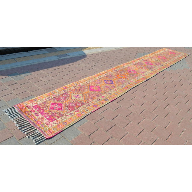 1960s Vintage Runner Rug Hand Knotted Kurdish Tribal Extra Long Runner 2′11″ × 17′3″ For Sale - Image 4 of 11