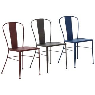 Bistro Garden Chairs in Colours Wrought Iron With Optional Wood Seat For Sale