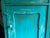 Late 20th Century Vintage Solid Romanian Knotty Pine Cabinet With Distressed Turquoise Painted Finish For Sale - Image 5 of 7