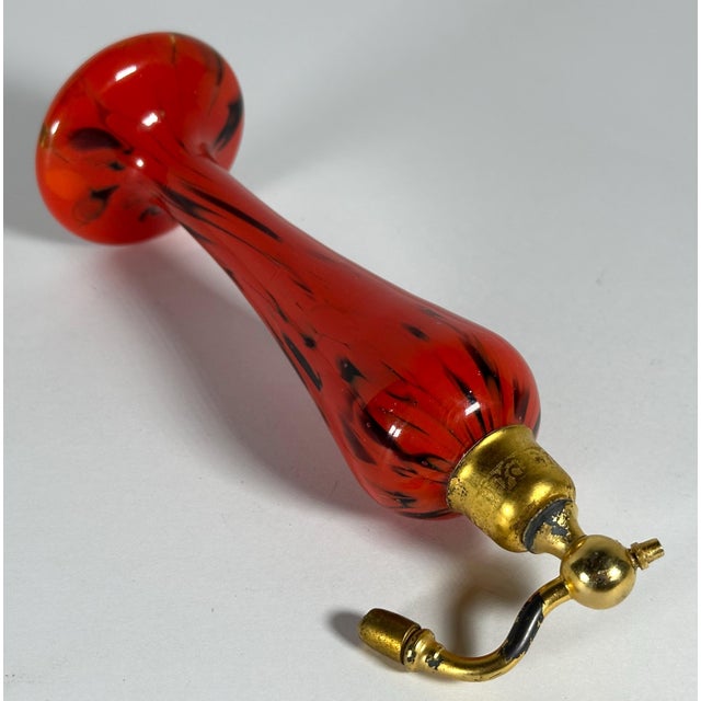 Art Deco Czech Red & Black Swirled Glass Perfume Atomizer - 1930s For Sale - Image 6 of 10