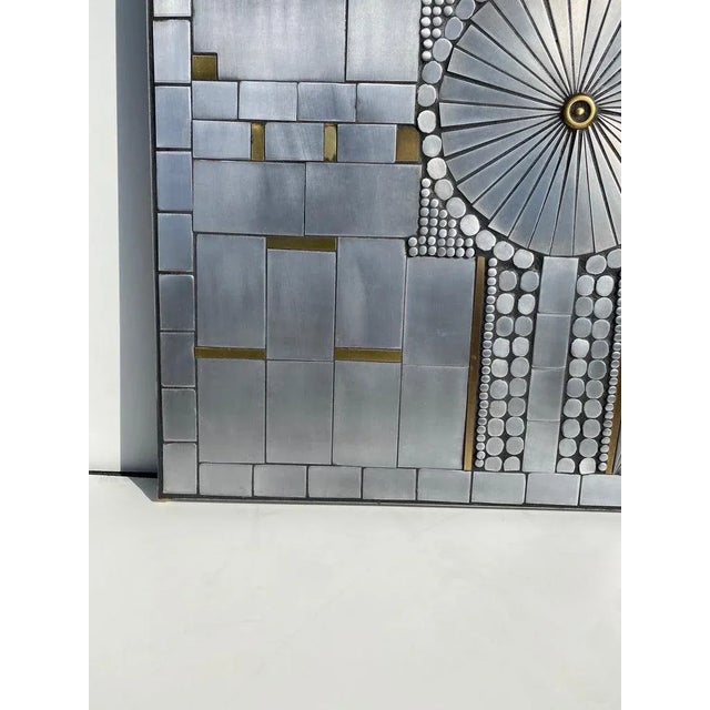 Brutalist mosaic aluminum and brass wall sculpture/ decor by Belgian artist Raf Verjans.