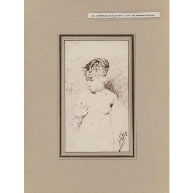 Paper Italian School Antonio Maria Fabres Y Costa Drawing on Paper For Sale - Image 7 of 8
