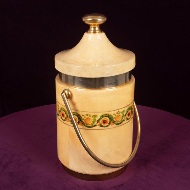 Mod. 1225D Goatskin Parchment Ice Bucket by Aldo Tura, 1970 For Sale - Image 9 of 18