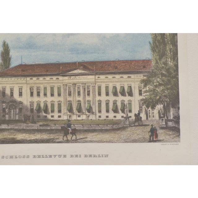 Bellevue Palace Near Berlin, Colored Steel Engraving, Circa 1855 For Sale - Image 4 of 8