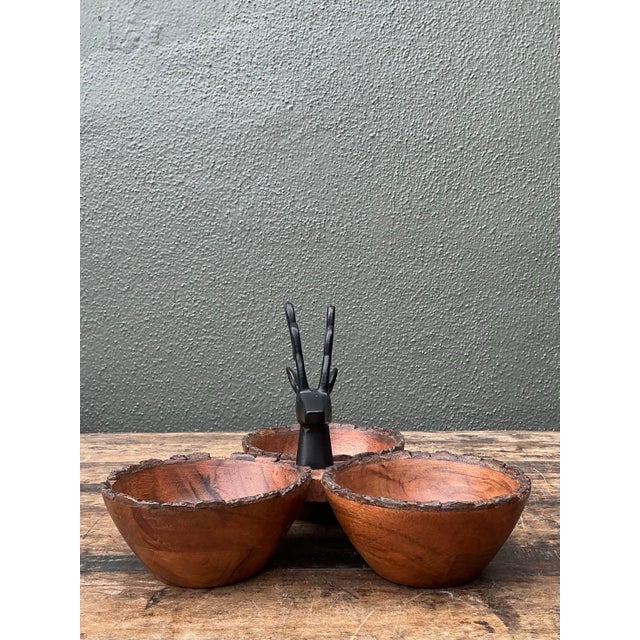 Brown Vintage Burl Wood Buck Nut Bowl For Sale - Image 8 of 12