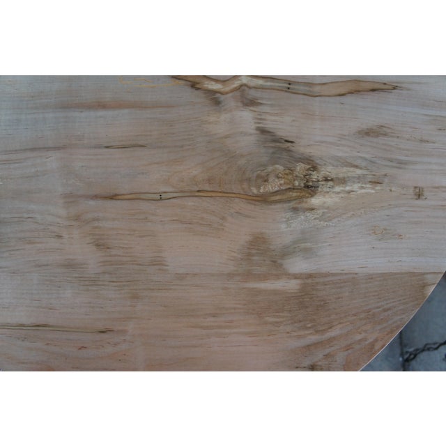 Mid 20th Century Industrial Reclaimed Rustic Iron Demilune Maple Console Hall Entry Table For Sale - Image 6 of 10