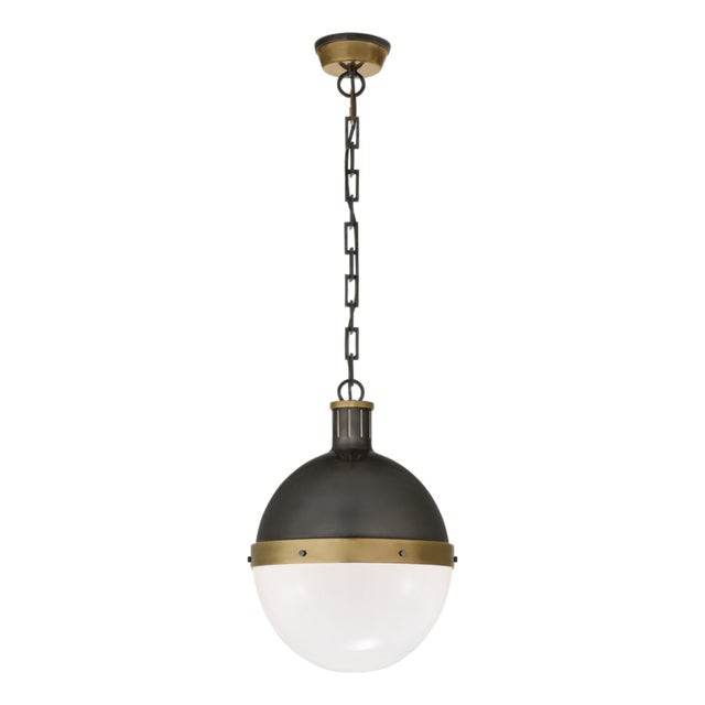 Large Hicks Pendant Light in Bronze and Glass from Thomas Obrien For Sale