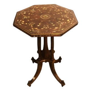 Carlo Zen, Mother-of-Pearl & Brass Thread Inlaid Side Table, Italy, circa 1900 For Sale