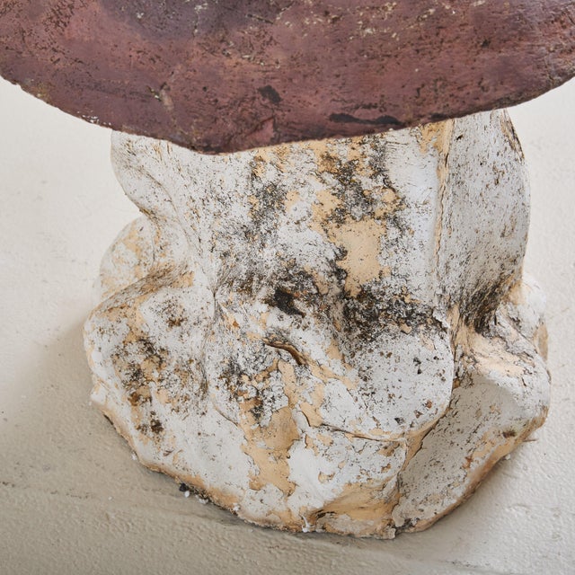 1960s French Brown + Ivory Concrete Mushroom Garden Sculpture, 1960s For Sale - Image 5 of 18