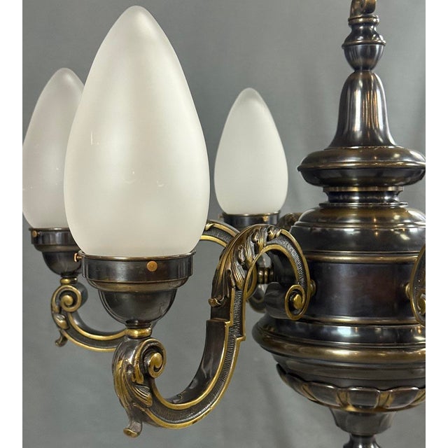 Antique Brass Chandelier with Adjustable Arms, Former Czechoslovakia, 1910s For Sale - Image 10 of 11