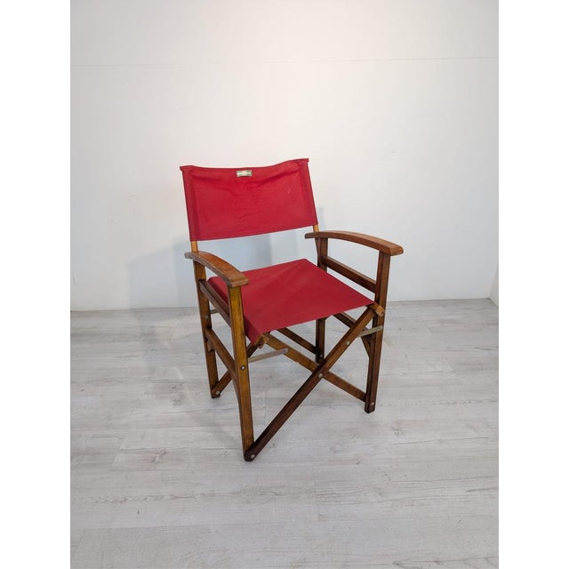 Vintage Wooden Directors Chair in Fabric For Sale - Image 4 of 12