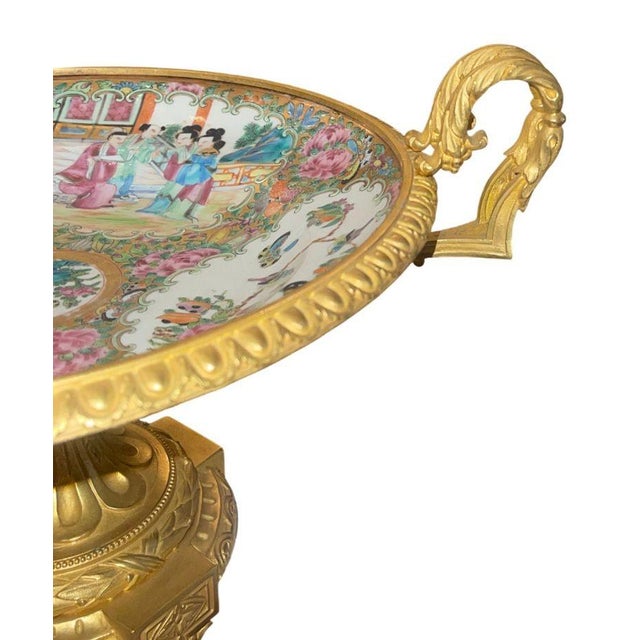 Late 19th C. French Gilt Bronze Mounted Chinese Famille Rose Centerpiece Tazza For Sale - Image 9 of 9