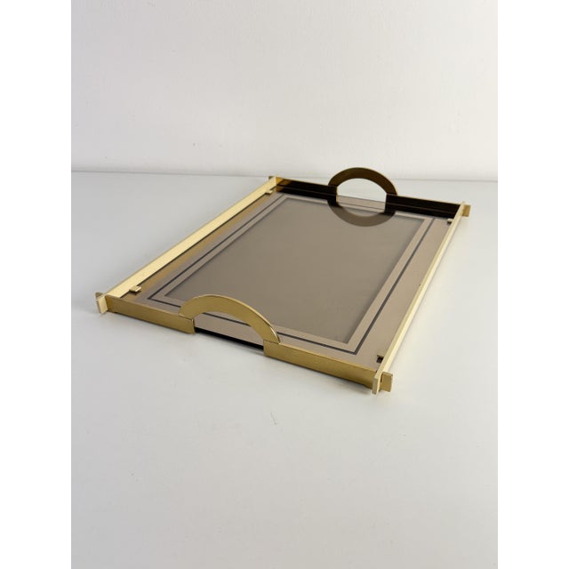 Italian Brass Tray with Smoked Glass Top, 1970s For Sale - Image 11 of 16