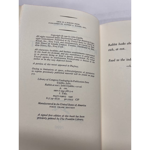Paper 1990 Updike Rabbit at Rest Book For Sale - Image 7 of 9