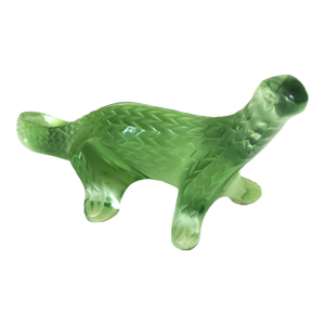 Lalique France Green Komodo Dragon Salamander Lizard Chameleon Signed