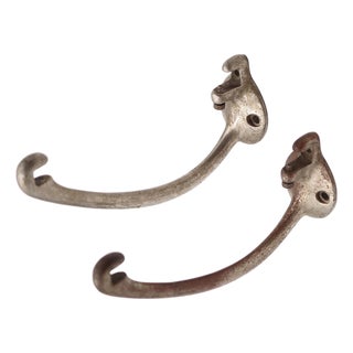 Pair of Vintage Nickeled Brass Wall Shelf Brackets For Sale