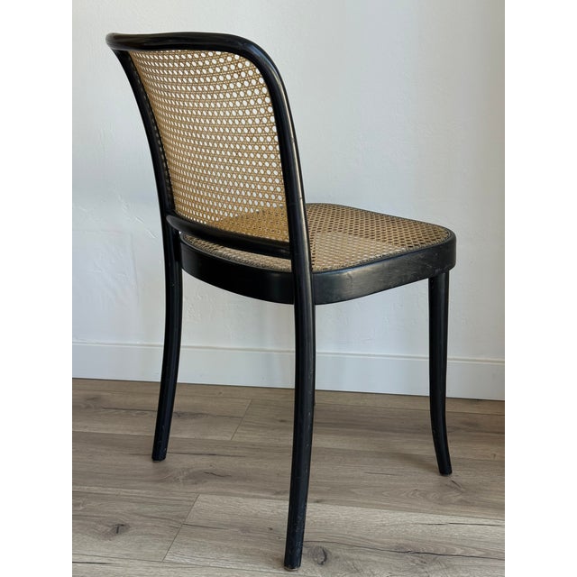Wood Thonet Bentwood Model 811 Chairs in Black and Pigskin Weave by Josef Hoffmann For Sale - Image 7 of 14