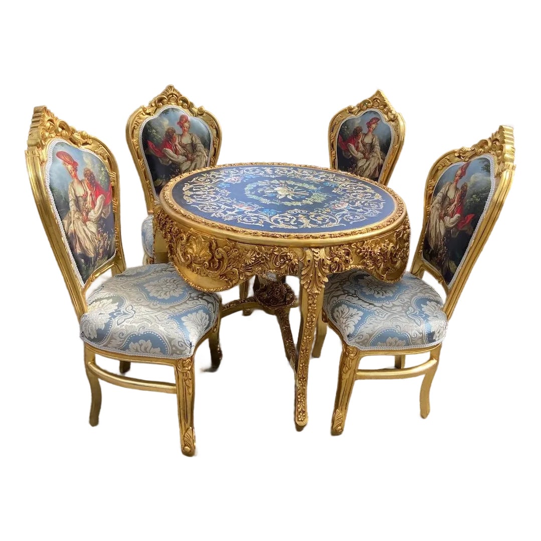 1980s Italian Baroque Rococo Dining Set Gold Beech - 5 Pc | Chairish