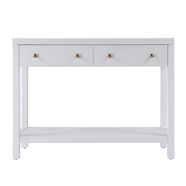 2020s Nora 40 in. W Rectangular Wood 2 Drawer Console Table with Lower Open Shelf, White For Sale - Image 5 of 8