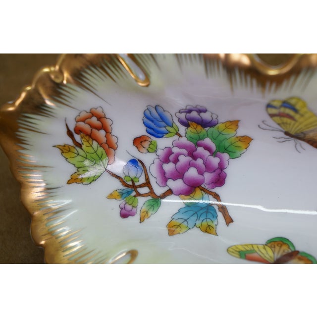 VTG Herend Hungary Queen Victoria Porcelain Double Leaf Trinket Dish Tray Vbo For Sale - Image 6 of 14