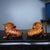 Pair of Vintage Boxwood Guardian Lion Carvings – 2.8" Foo Dog Hand Pieces For Sale - Image 4 of 9