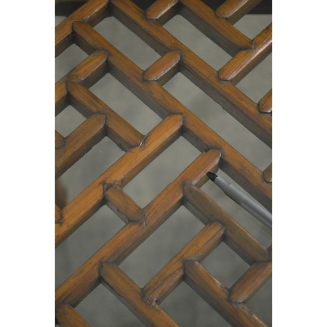 Vintage Chinese Lattice Work Table With Glass Top For Sale - Image 10 of 13