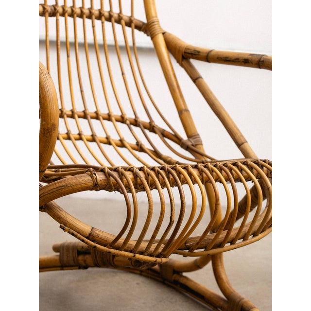 Tan Tito Agnoli Rattan Chair For Sale - Image 8 of 15
