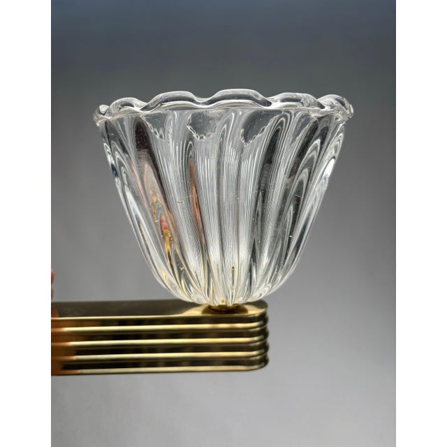 Metal Murano Glass Wall Lamps attributed to Ercole Barovier, Italy, 1990s, Set of 2 For Sale - Image 7 of 10