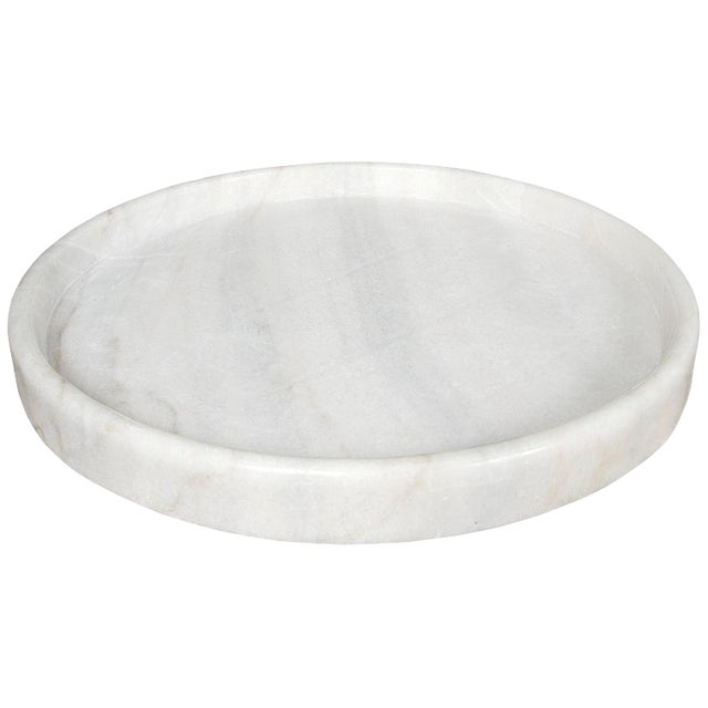 20" Round Tray, White Stone For Sale