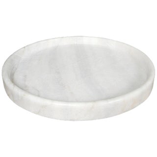 NOIR 20" Round Tray, White Stone