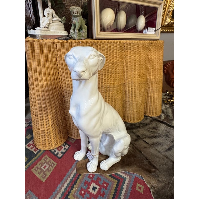 1970s Vintage Italian Midcentury Style Life-Size Ceramic Greyhound Dog For Sale - Image 5 of 12