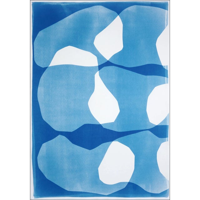 2025, Zig Zag Ovals Diptych, Unique Monotype Cyanotype, Biomorphic Art, Watercolor Paper by Kind of Cyan-Set of 2 For Sale - Image 9 of 9