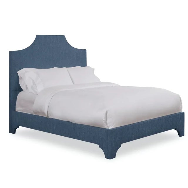 Modern Kit Twin Headboard, Navy Linen For Sale - Image 3 of 5
