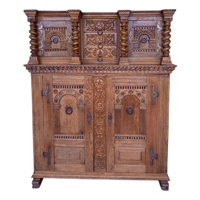 Late 19th Century Boho Hand Carved Dutch Cabinet For Sale