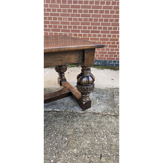 Elizabethan Oak Refrectory Farmhouse Dining Table, 1910 For Sale - Image 14 of 18