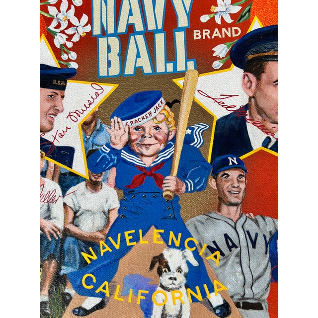 Original Ben Sakoguchi Painting "Navy Ball Brand" From "The Orange Crate Series," 2005 For Sale - Image 10 of 10
