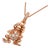 Late 20th Century 14K Pink Rose Gold Designer Diamond Toad Frog Whimsical Pendant Necklace For Sale