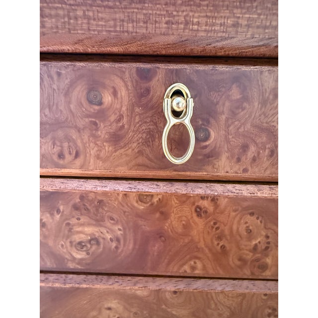 Wood Late 20th Century Agresti Firenze Briar Burl Jewelry Chest With Key - 4 Drawer Italian Luxury Box For Sale - Image 7 of 10