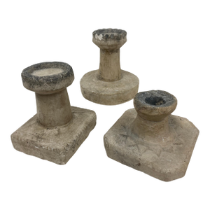 Group of Three Primitive Style Cast Stone Candle Lamps