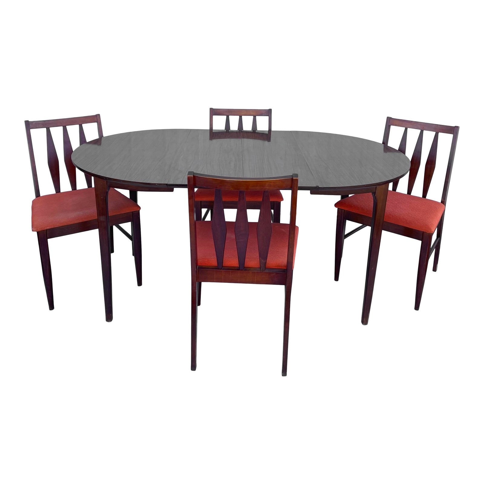 Mid Century Modern Dining Set With Five Chairs Chairish