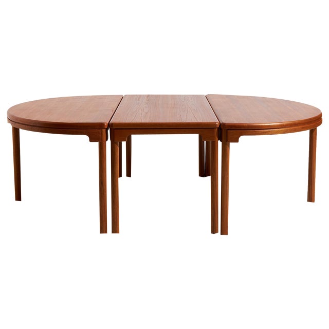 Teak Dining Table, 1960s, Set of 3 For Sale