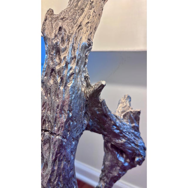 Silver Organic Modern Regina Andrew Tall Amber Silver Toned Driftwood Style Table Lamps For Sale - Image 8 of 8