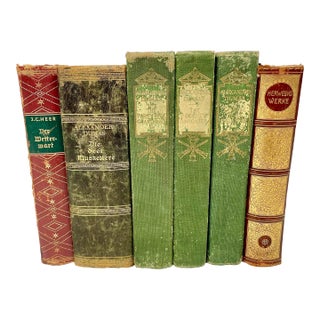 Antique German and American Leather Decorative Books- a Set of 6 For Sale