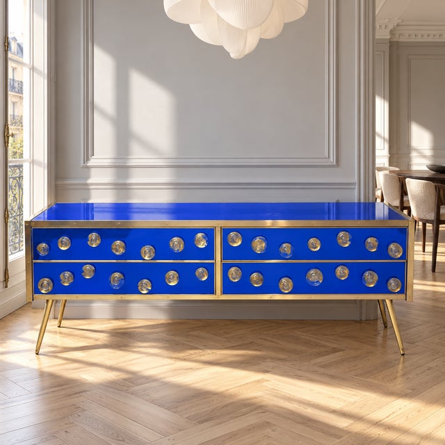 Italian Cobalt Blue Murano Glass Sideboard from Justfurnituress SRL For Sale - Image 6 of 9
