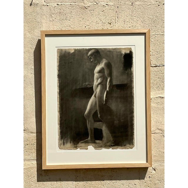 Early 20th Century Vintage 1930s Original Pencil Sketch of Man For Sale - Image 5 of 12