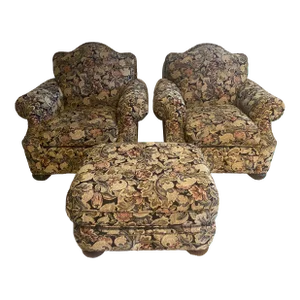 Bob Timberlake for Lexington Furniture Exquisite Chairs & Ottoman Set- 3 Pieces Mint Condition Late 20th Century.