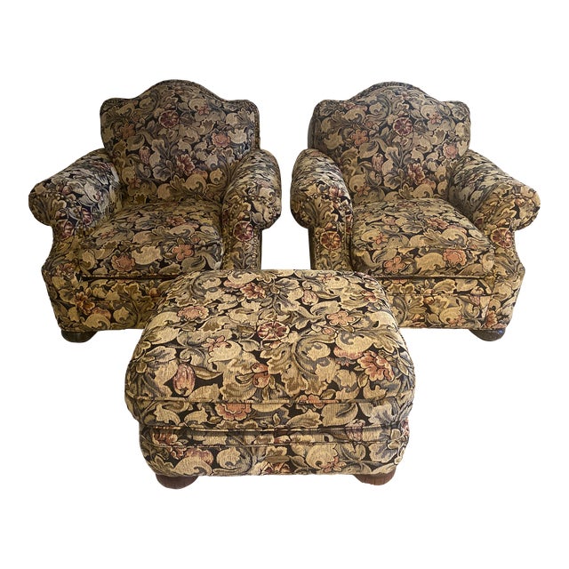 Bob Timberlake for Lexington Furniture Exquisite Chairs & Ottoman Set- 3 Pieces Vintage Mint Condition For Sale