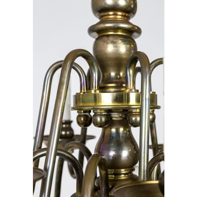 Dutch Baroque Style 2-Tier Aged Brass 12-Light Chandelier For Sale - Image 4 of 13