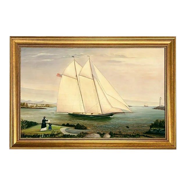 American Schooner 15x24" Framed Print on Canvas For Sale
