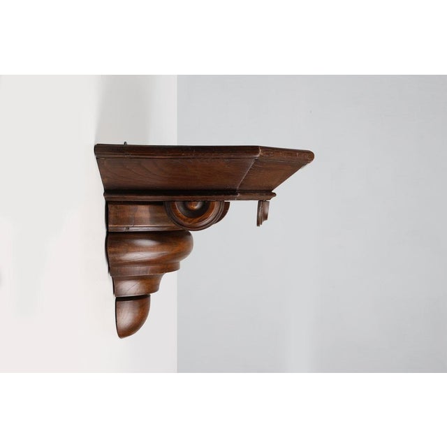 19th Century Art Deco Architectural Wall Mounted Console in Oak, France, 1890s For Sale - Image 5 of 12